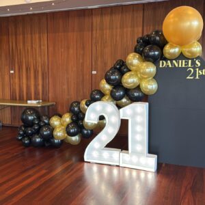 Black and Gold 21st Birthday Backdrop Package