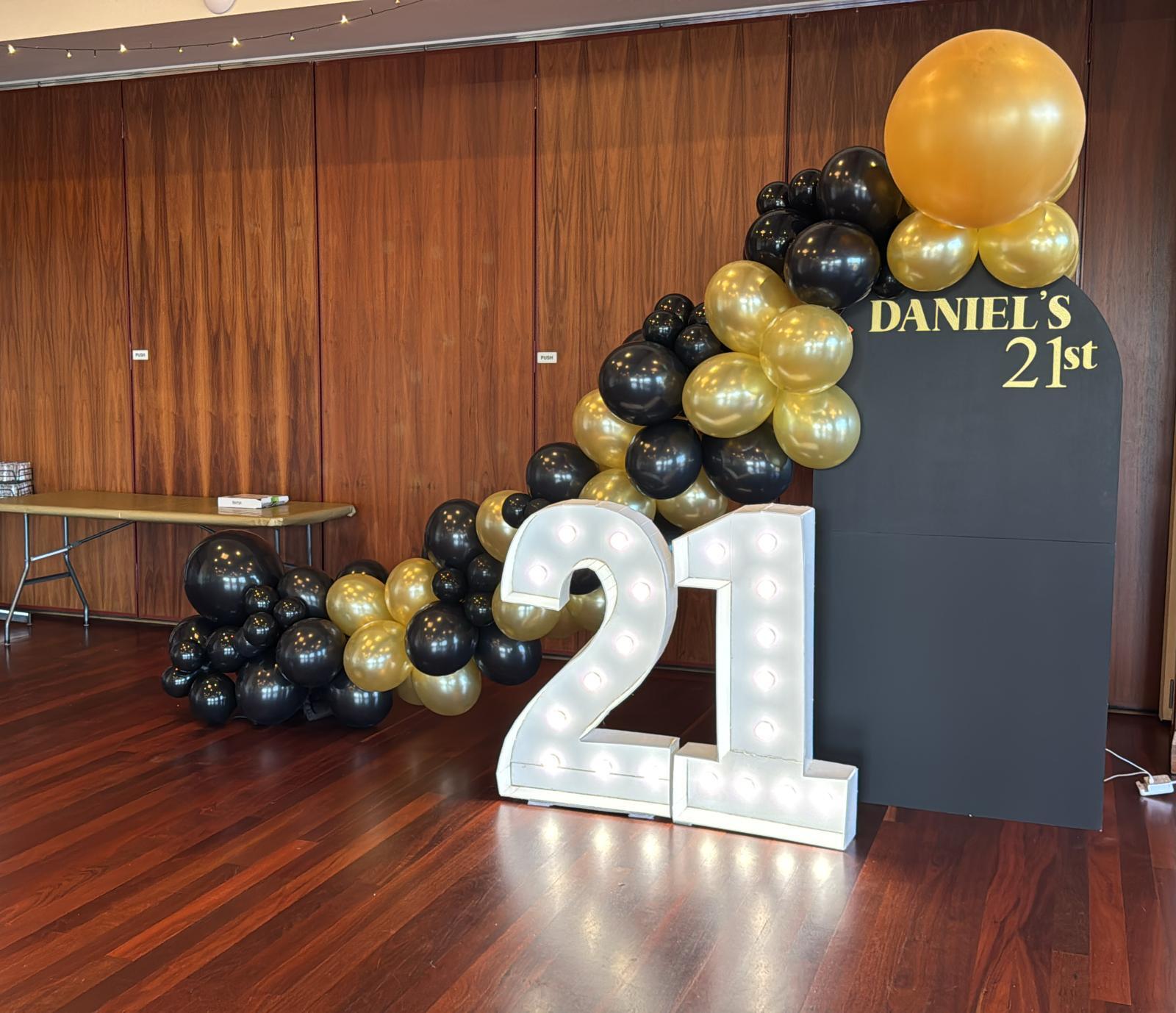 Black and Gold 21st Birthday Backdrop Package