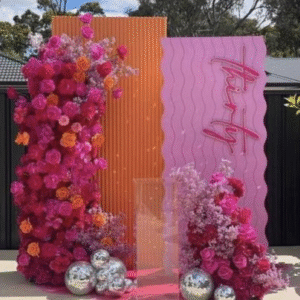 Orange Rectangle Ripple and Wavy Pink Backdrop Package (Delivery Item)